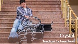  Presentation with children trouble - Slide set enhanced with disabled man on wheelchair having background and a coral colored foreground