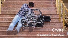  Presentation with wheelchair - Amazing slide set having disabled man on wheelchair having backdrop and a coral colored foreground