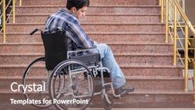  Presentation with wheelchair - Beautiful PPT theme featuring disabled man on wheelchair having backdrop and a violet colored foreground