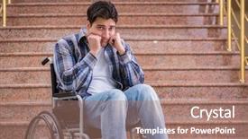  Presentation with adolescent trouble - Presentation design featuring disabled man on wheelchair having background and a coral colored foreground
