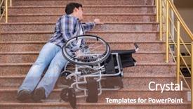  Presentation with design disabled kids - Cool new theme with disabled man on wheelchair having backdrop and a coral colored foreground