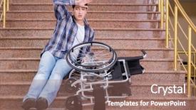  Presentation with adolescent trouble - Colorful slide deck enhanced with disabled man on wheelchair having backdrop and a coral colored foreground