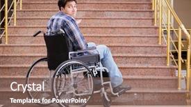  Presentation with adolescent trouble - Theme having disabled man on wheelchair having background and a violet colored foreground