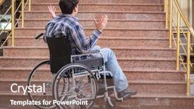  Presentation with wheelchair - Beautiful theme featuring disabled man on wheelchair having backdrop and a violet colored foreground