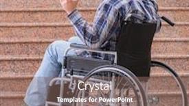  Presentation with adolescent trouble - Audience pleasing presentation design consisting of disabled-man-on-wheelchair-having backdrop and a violet colored foreground