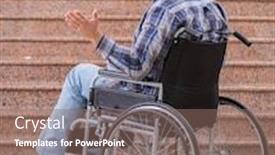  Presentation with adolescent trouble - Amazing PPT theme having disabled-man-on-wheelchair-having backdrop and a violet colored foreground