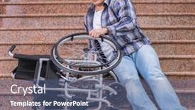  Presentation with wheelchair - Presentation design with disabled-man-on-wheelchair-having background and a ocean colored foreground