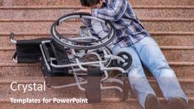  Presentation with wheelchair - Beautiful PPT theme featuring disabled-man-on-wheelchair-having backdrop and a violet colored foreground