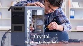  Presentation with wheelchair - Theme consisting of disabled-man-on-wheelchair-repairing background and a ocean colored foreground