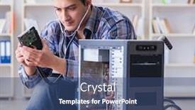  Presentation with wheelchair - Cool new PPT theme with disabled-man-on-wheelchair-repairing backdrop and a ocean colored foreground