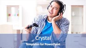  Presentation with computer games - Slides enhanced with disabled man playing computer games background and a teal colored foreground