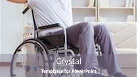  Presentation with injury - Presentation theme consisting of disabled man recovering from injury at home background and a gray colored foreground