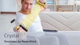  Presentation with injury - Colorful presentation theme enhanced with disabled-man-recovering-from-injury backdrop and a lemonade colored foreground