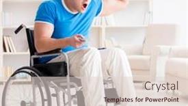  Presentation with sports - Amazing slides having disabled-man-watching-sports backdrop and a lemonade colored foreground