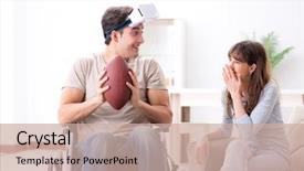  Presentation with virtual assistant - Presentation theme with disabled man with virtual glasses background and a soft green colored foreground