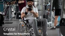  Presentation with gym - Slide set featuring disabled-man-with-wheelchair background and a dark gray colored foreground