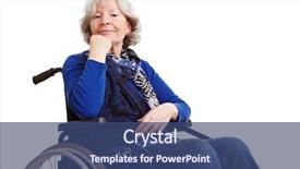  Presentation with 80s disco old audio cassette - Beautiful slides featuring disabled old senior woman sitting backdrop and a ocean colored foreground