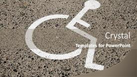  Presentation with sign disabled parking - Beautiful PPT theme featuring disabled parking permit sign painted on the street backdrop and a gray colored foreground