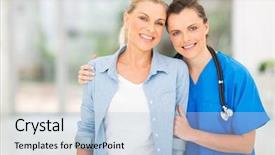  Presentation with caring - Slides consisting of disabled patient in office background and a light blue colored foreground