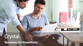  Presentation with wheelchair - PPT theme enhanced with disabled people - businessman in wheelchair with laptop background and a tawny brown colored foreground