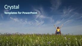  Presentation with disabled people - Slides having disabled people - happy handicapped woman background and a ocean colored foreground