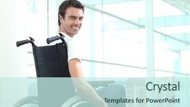  Presentation with disabled people - Slides with disabled people - man in wheelchair background and a cool aqua colored foreground