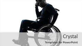  Presentation with disabled people - Slide set having disabled people - one handicapped man head background and a light gray colored foreground