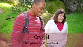  Presentation with walking - Colorful slides enhanced with disabled people - young man walking with his backdrop and a red colored foreground