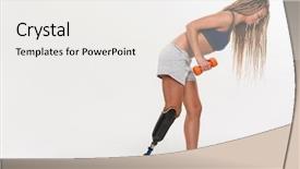  Presentation with amputation prosthesis - Presentation theme having disabled sports woman with prosthesis background and a white colored foreground