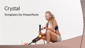  Presentation with prosthesis - Cool new presentation theme with disabled sportswoman with leg prosthesis backdrop and a white colored foreground