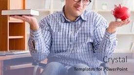  Presentation with wheelchair - PPT theme having disabled-student-studying-at-home background and a light blue colored foreground