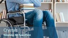  Presentation with library - Presentation design featuring disabled-student-studying background and a ocean colored foreground