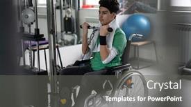  Presentation with teenage - Presentation design with disabled-teenage-boy-in-wheelchair background and a gray colored foreground