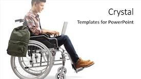  Presentation with teenage - Cool new theme with disabled teenage male student working backdrop and a white colored foreground