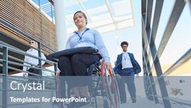  Presentation with ramp - Beautiful presentation featuring disabled-woman-in-a-wheelchair backdrop and a ocean colored foreground