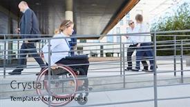 Presentation with ramp - Presentation theme with disabled-woman-in-a-wheelchair background and a light blue colored foreground