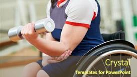  Presentation with disabled people - Presentation theme consisting of disabled-woman-in-wheelchair-lifting background and a tawny brown colored foreground