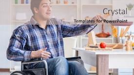  Presentation with frying - PPT theme enhanced with disabled-young-husband-frying background and a soft green colored foreground