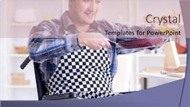  Presentation with frying - Beautiful PPT theme featuring disabled-young-husband-frying backdrop and a soft green colored foreground