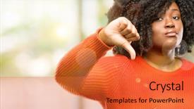 Presentation with weight loss woman showing - Cool new PPT theme with disagree boss - beautiful african woman showing thumbs backdrop and a  colored foreground