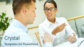  Presentation with discussion - PPT layouts having disagree boss - disagreement occurring in the midst background and a sky blue colored foreground