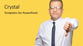  Presentation with bussines - Colorful presentation enhanced with disagree boss - middle age bussines arab man backdrop and a yellow colored foreground