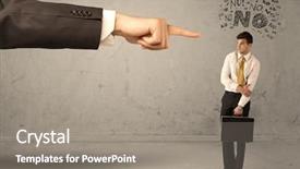  Presentation with employee - Beautiful PPT theme featuring disagreeing and arguing with boss backdrop and a  colored foreground