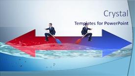  Presentation with rowing - Audience pleasing slide deck consisting of disagreement concept with businessmen rowing in different direct backdrop and a sky blue colored foreground