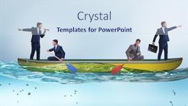  Presentation with rowing - Cool new PPT layouts with disagreement concept with businessmen rowing in different direct backdrop and a sky blue colored foreground