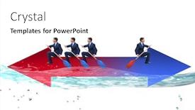  Presentation with rowing - Colorful slide set enhanced with disagreement concept with businessmen rowing in different direct backdrop and a white colored foreground