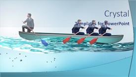 Presentation with rowing - Colorful PPT layouts enhanced with disagreement-concept-with-businessmen-rowing backdrop and a sky blue colored foreground