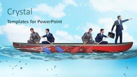  Presentation with rowing - Colorful theme enhanced with disagreement-concept-with-businessmen-rowing backdrop and a cool aqua colored foreground