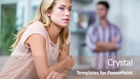  Presentation with kitchen - Audience pleasing PPT theme consisting of disagreement couples - annoyed couple ignoring each other backdrop and a coral colored foreground