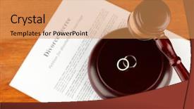  Presentation with divorce - Amazing theme having disagreement statements - divorce decree and wooden gavel backdrop and a yellow colored foreground